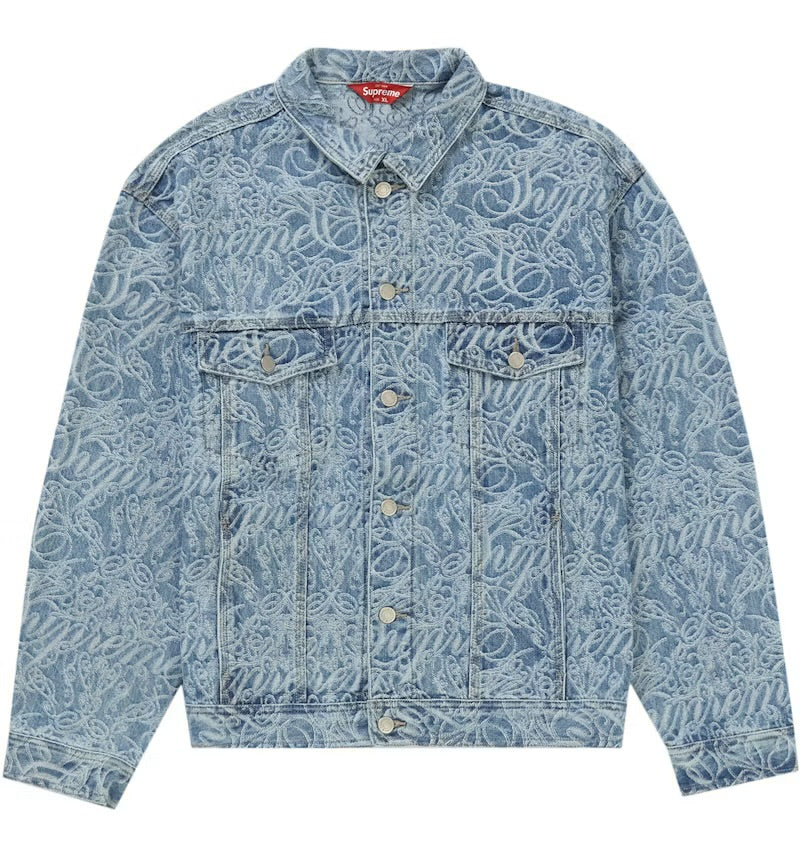 Supreme Script Jacquard Denim Trucker Jacket