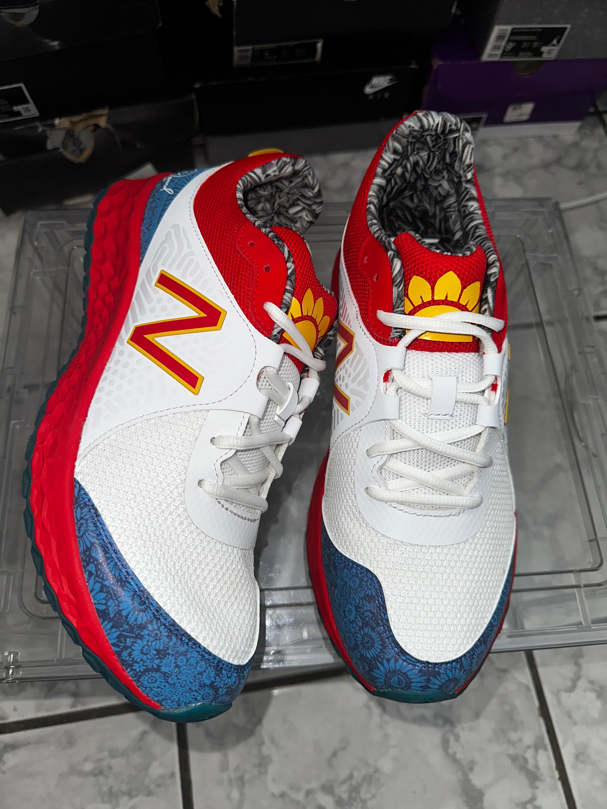 New Balance David Sunflower Seeds x Fresh Foam 3000v5 TF 'White Red'