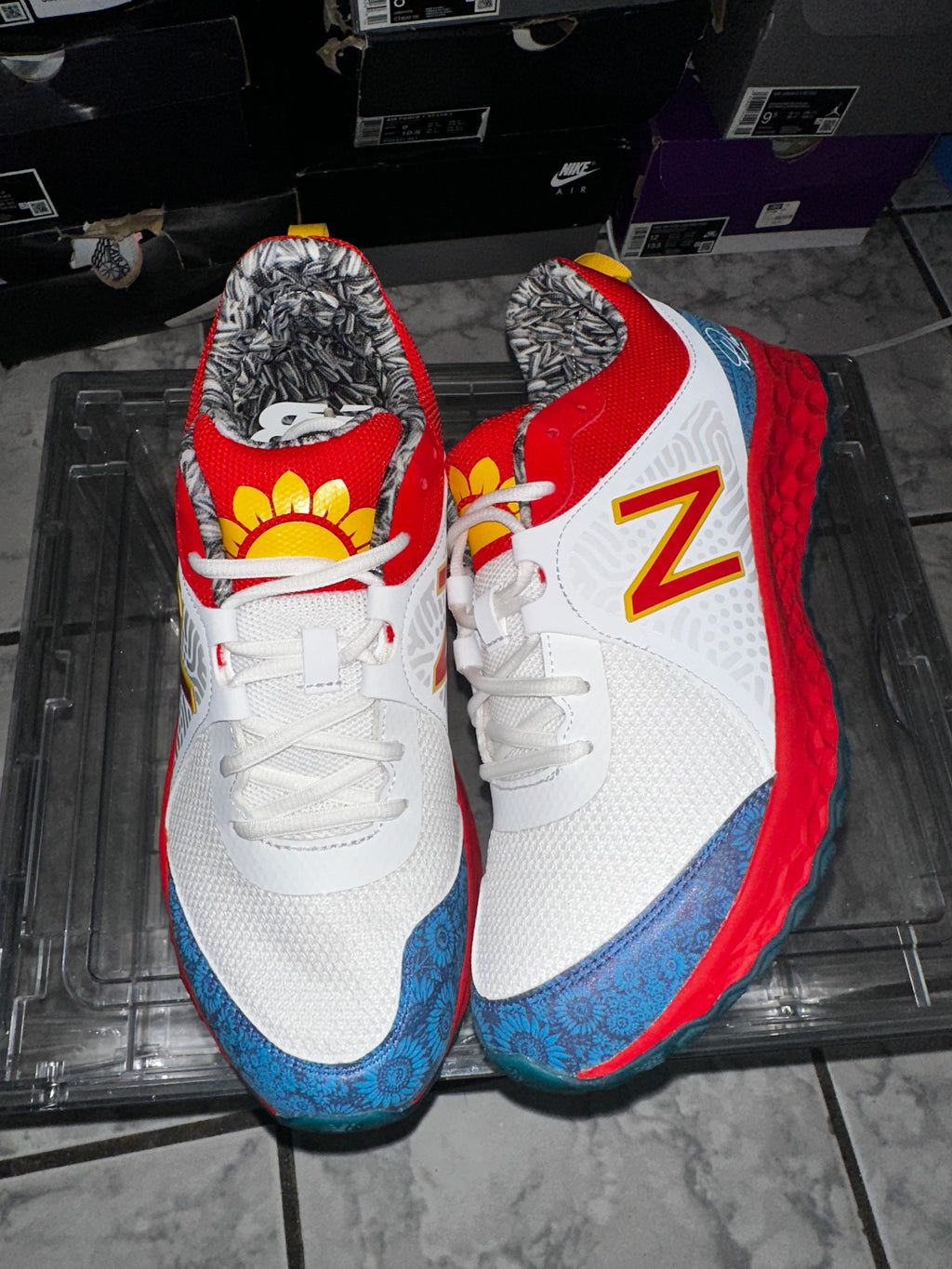 New Balance David Sunflower Seeds x Fresh Foam 3000v5 TF 'White Red'