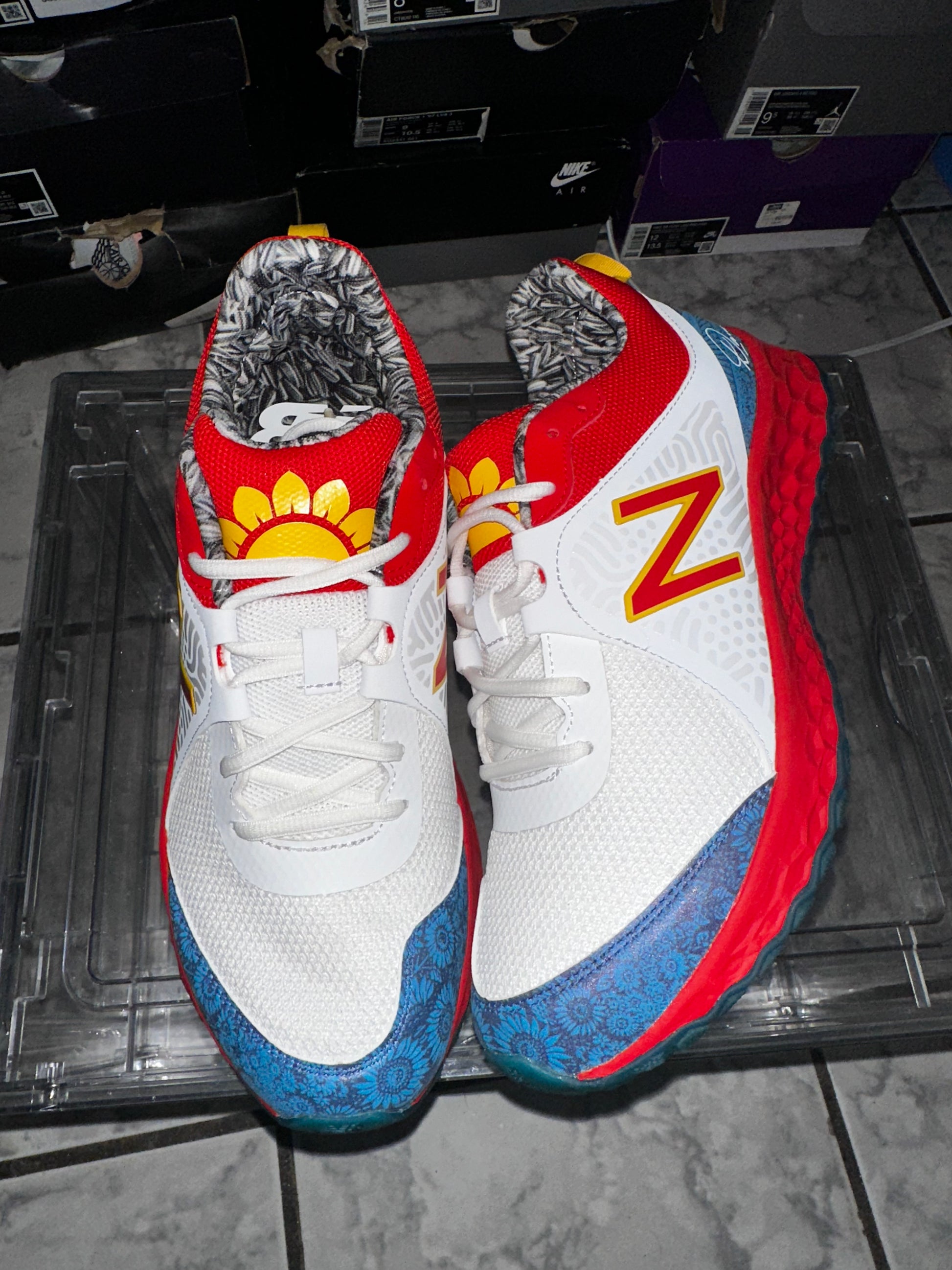 New Balance David Sunflower Seeds x Fresh Foam 3000v5 TF 'White Red'