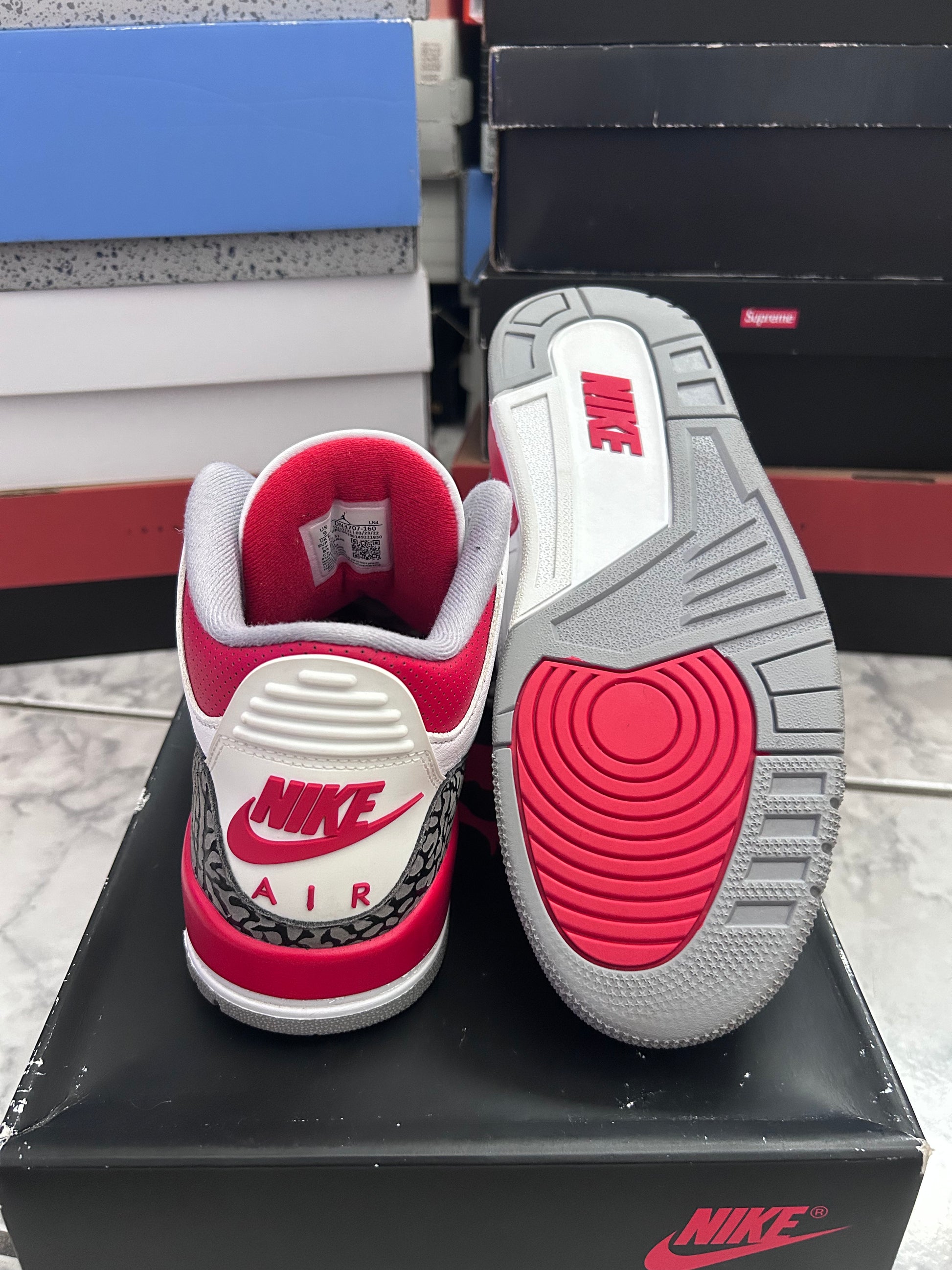USED Air Jordan 3 Retro 'Fire Red' 2022