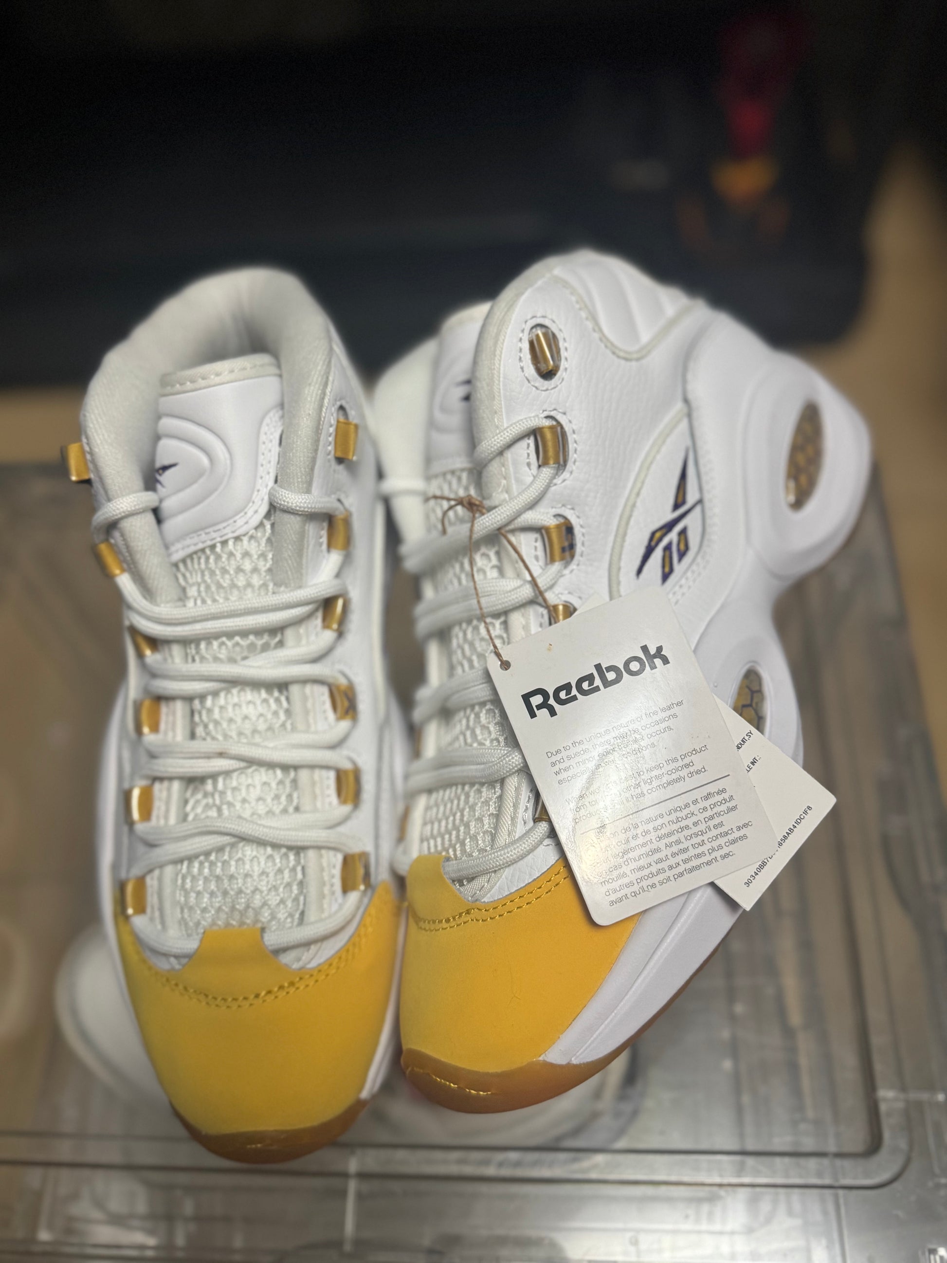 Reebok Question Mid Big Kid 'Yellow Toe'