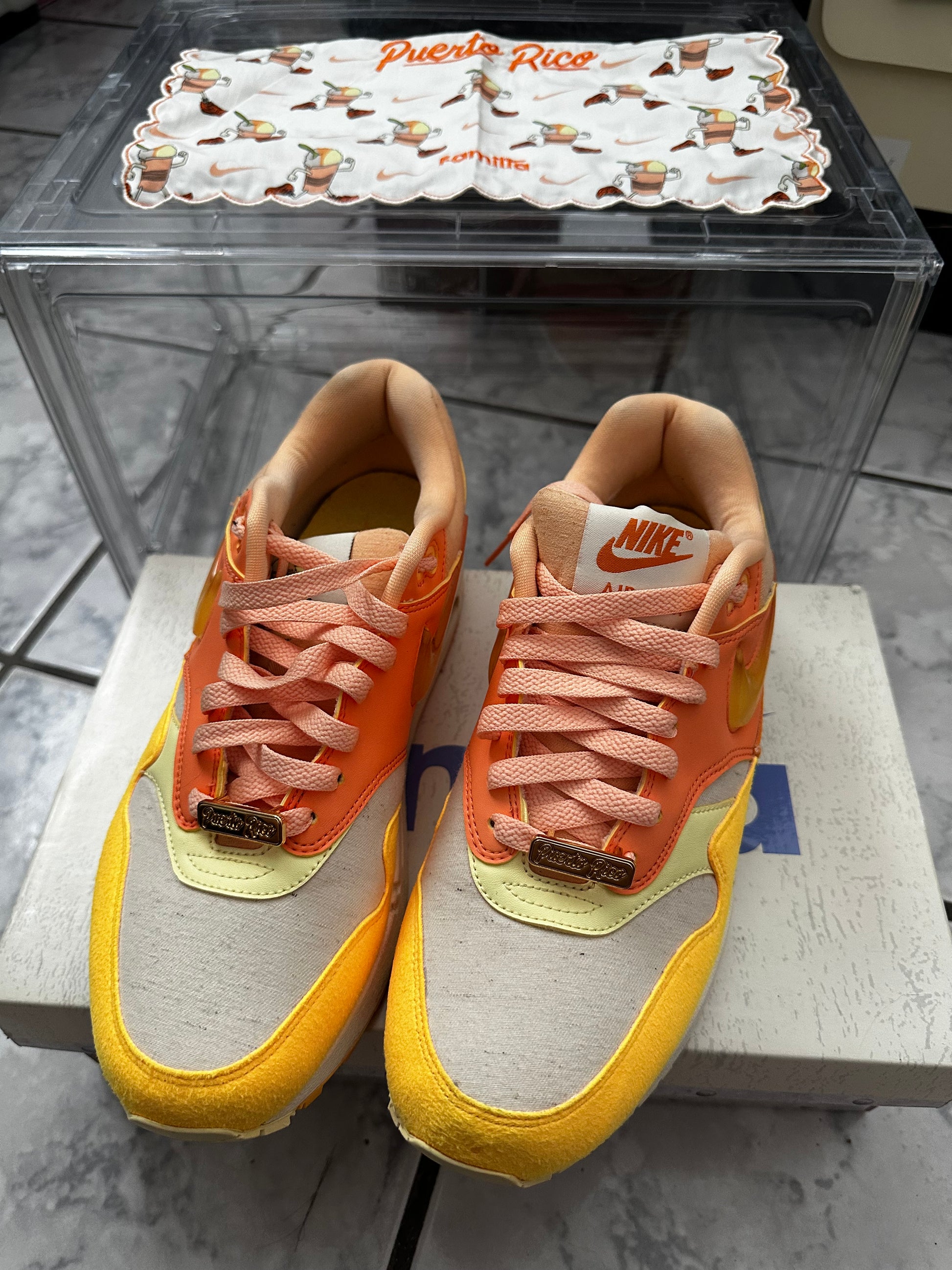 USED Air Max 1 'Puerto Rico Day - Orange Frost'