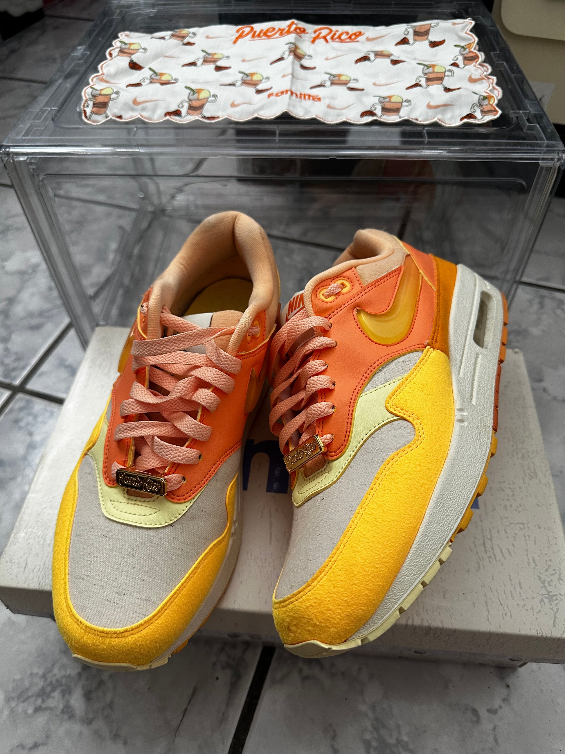 USED Air Max 1 'Puerto Rico Day - Orange Frost'