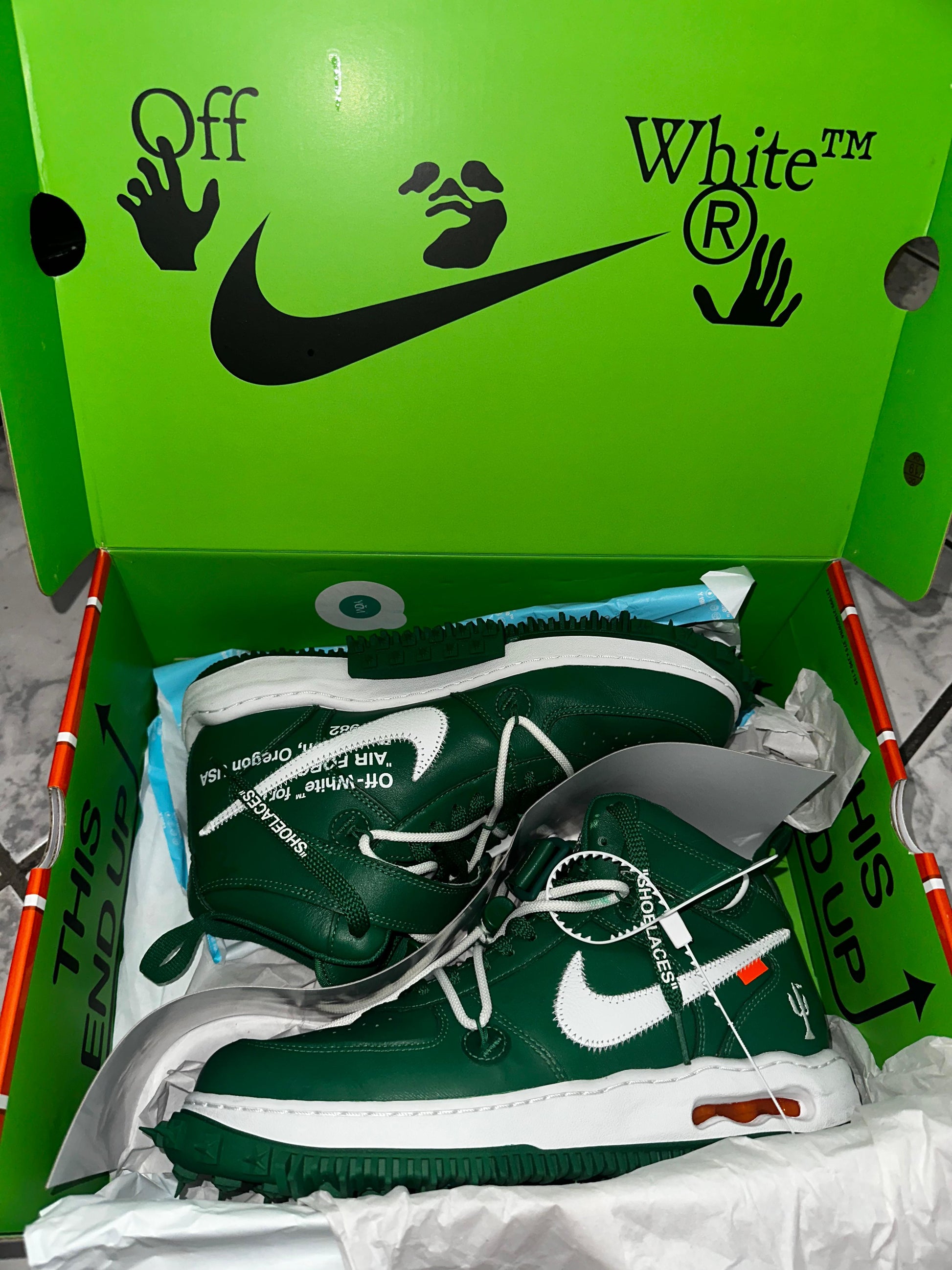 USED Nike Air Force 1 Mid Off-White Pine Green