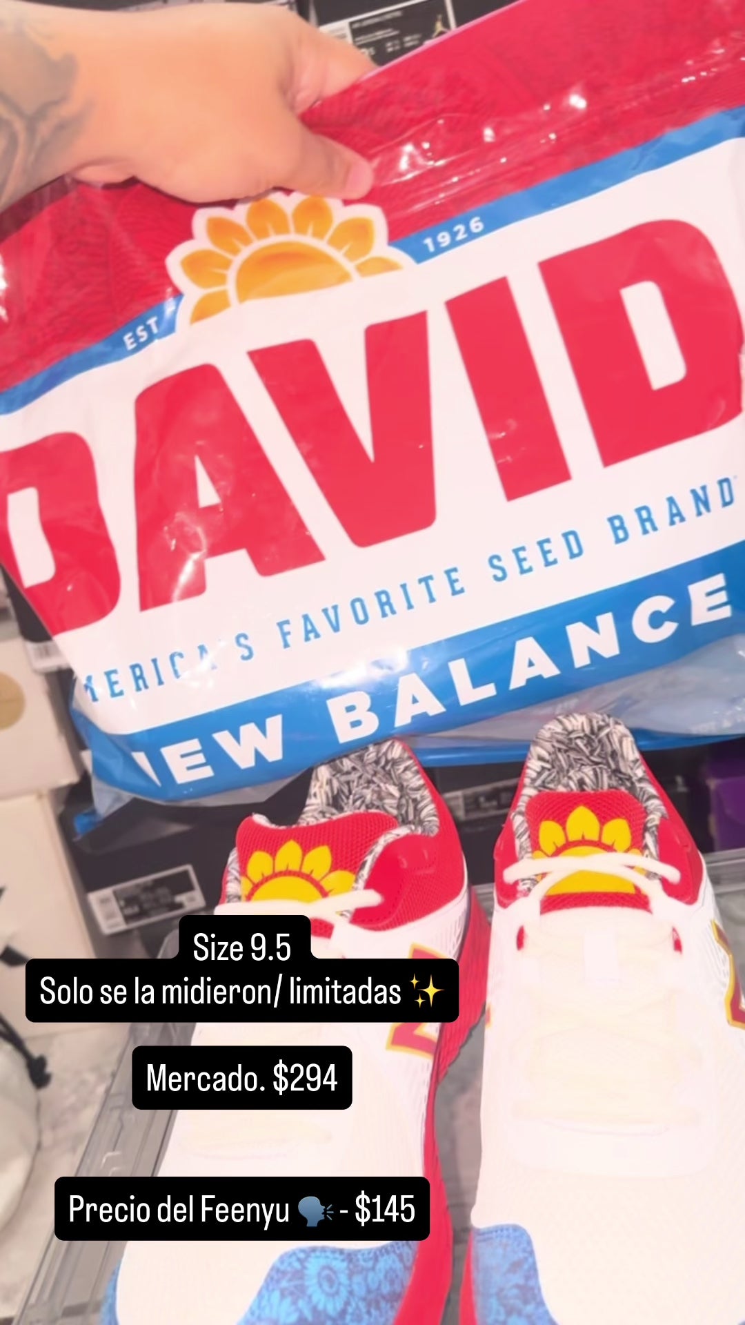 New Balance David Sunflower Seeds x Fresh Foam 3000v5 TF 'White Red'